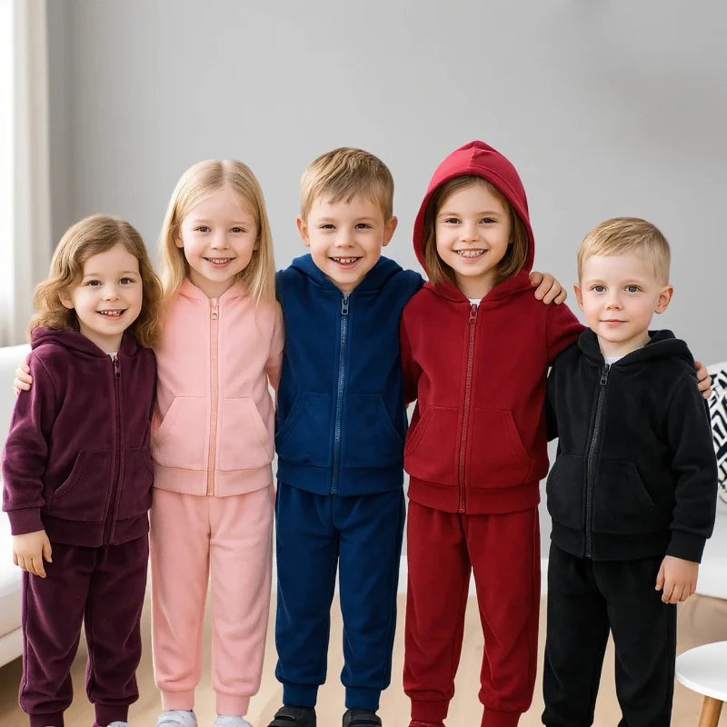 ! CozyTrail Kids Velvet Tracksuit – Warm & Comfortable Training Set for Children